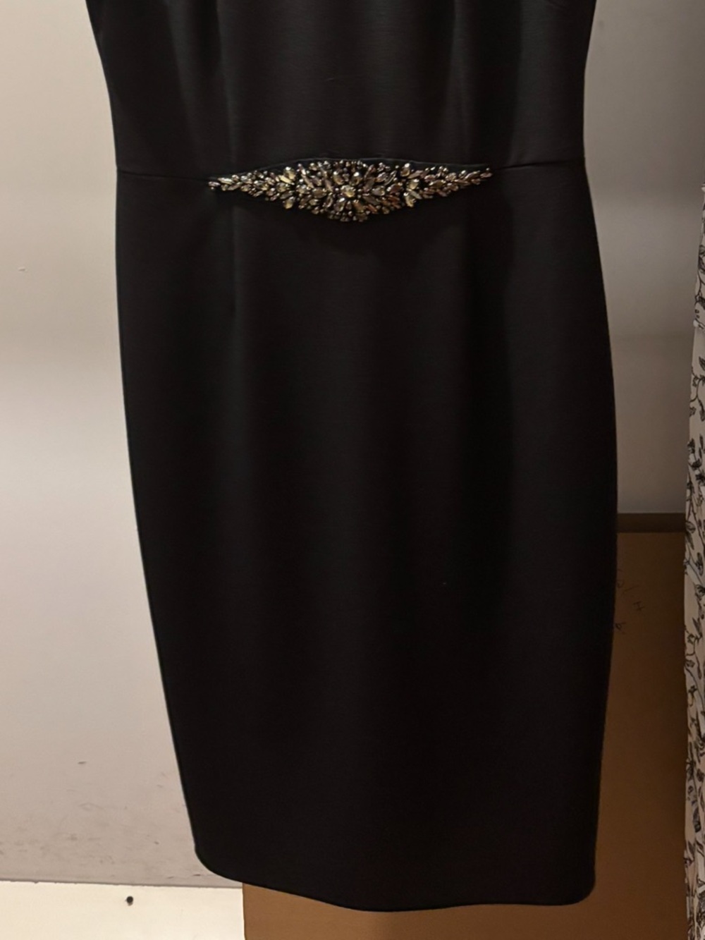 Adrianna Papell Black Sheath Dress with Jeweled waist  10